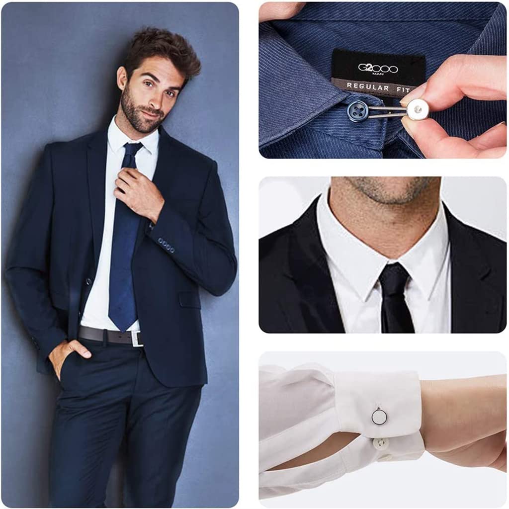 SANNIDHI 12 Pcs Shirt Collar Extender Stretch Metal Neck Button Extender for Mens Dress Shirt, Cuff, Pants, Collar Extension Button Expander Set SANNIDHI 12 Pcs Shirt Collar Extender Stretch Metal Neck Button Extender for Mens Dress Shirt, Cuff, Pants, Collar Extension Button Expander Set
